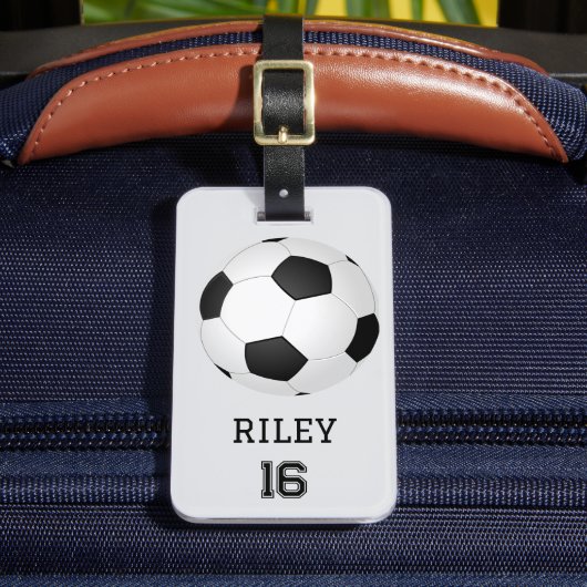 Voetbal Gepersonaliseerde Custom Team Bag Label Gi Bagagelabel (Voorkant Insitu 2)
