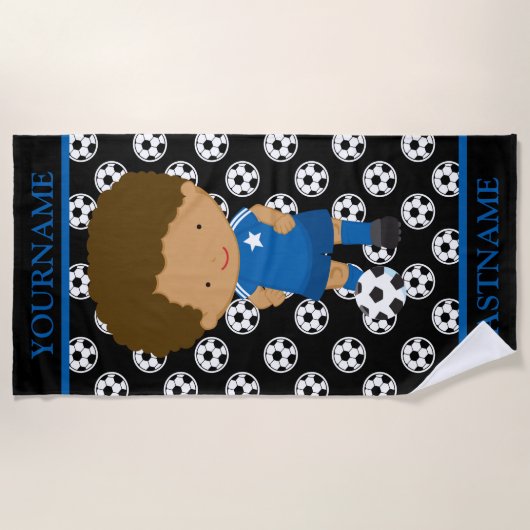 Voetbal Gepersonaliseerde naam Kinder Strandlaken (Voorkant)