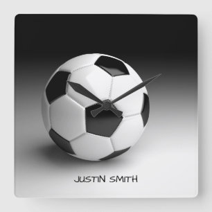Voetbal gepersonaliseerde vierkante wandklok