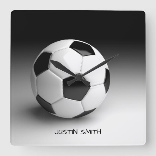 Voetbal gepersonaliseerde vierkante wandklok (Voorkant)