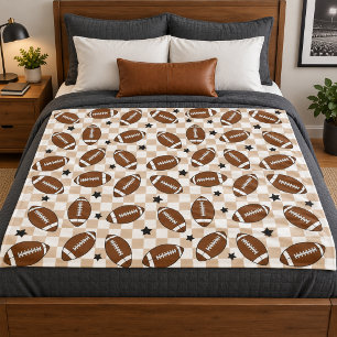 Voetbal geruit sterpatroon Tan Fleece Deken