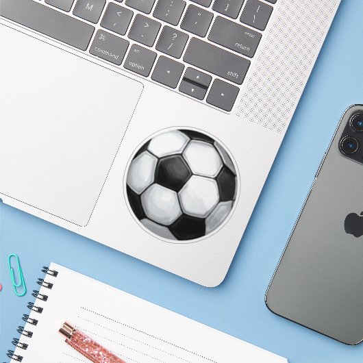 Voetbal geschilderde kunst sticker (Laptop met iPhone)