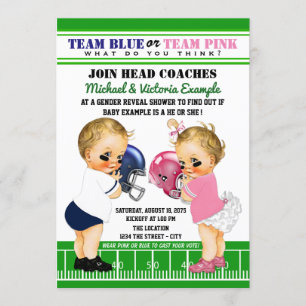 Voetbal Geslacht Onthulling Baby Shower Uitnodigin Kaart