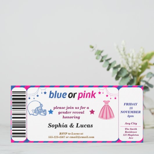 Voetbal geslacht onthulling Ticket Stijl Kaart (Staand voorkant)
