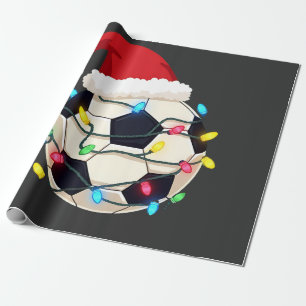 Voetbal gewikkeld in kerstverlichting Voetballer Cadeaupapier