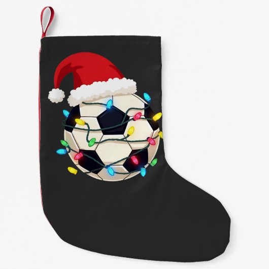 Voetbal gewikkeld in Kerstverlichting Voetbalspele Kleine Kerstsok (Voorkant)