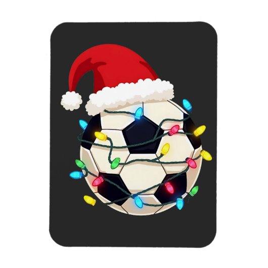 Voetbal gewikkeld in Kerstverlichting Voetbalspele Magneet (Verticaal)