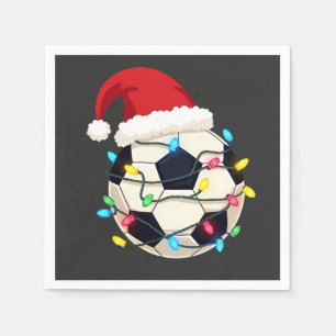 Voetbal gewikkeld in kerstverlichting Voetbalspele Servet