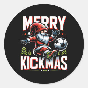 Voetbal Gnome Merry Kickmas Ronde Sticker