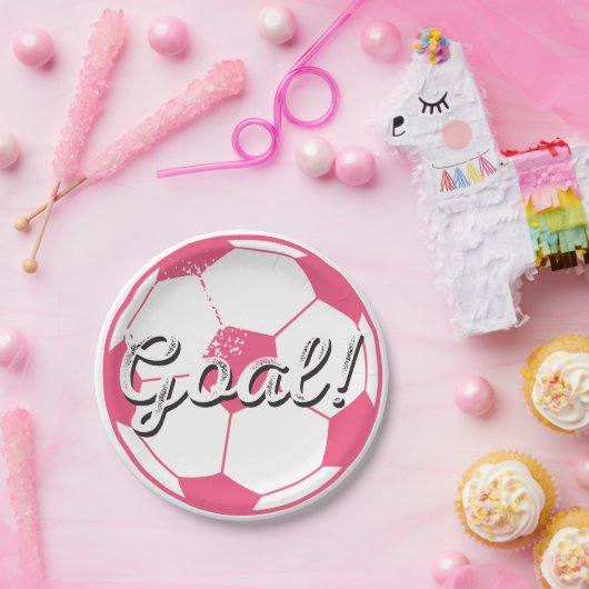 voetbal Goal Borden - Roze Papieren Bordje (Feest)