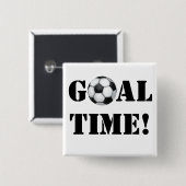 Voetbal, Goal Time. Vierkante Button 5,1 Cm (Voorkant /achterkant)