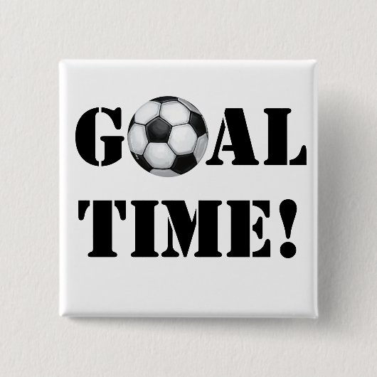 Voetbal, Goal Time. Vierkante Button 5,1 Cm (Voorkant)
