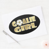 Voetbal Goalie Meisje Goud Ovale Sticker (Envelop)