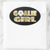 Voetbal Goalie Meisje Goud Ovale Sticker (Tas)