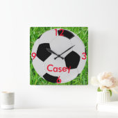 Voetbal, gras en naam wandklok (Huis)