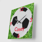 Voetbal, gras en naam wandklok (Hoek)