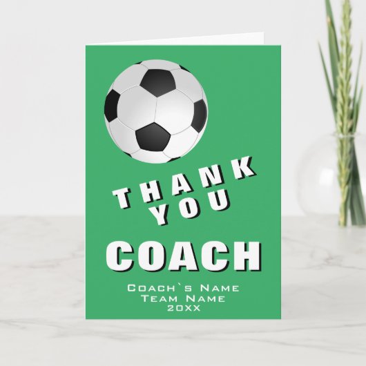 Voetbal Green Dank u Coach Kaart (Voorkant)