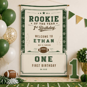 Voetbal Green Rookie 1e verjaardagsfeestje Spandoek