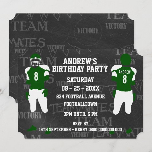 Voetbal Grid Iron Verjaardagsfeestje Kaart (Voorkant / Achterkant)