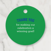 Voetbal groen en blauw bedankjes labels (Achterkant)