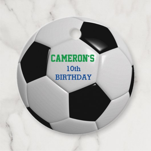 Voetbal groen en blauw bedankjes labels (Voorkant)