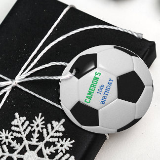 Voetbal groen en blauw bedankjes labels