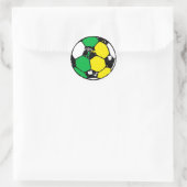 Voetbal groen en geel ronde sticker (Tas)