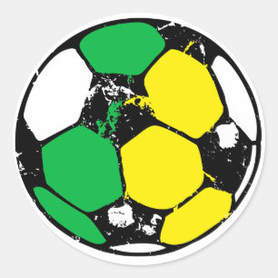 Voetbal groen en geel ronde sticker