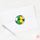 Voetbal groen en geel ronde sticker (Envelop)