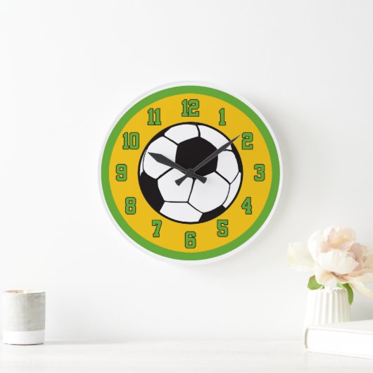 Voetbal groen en goud grote klok (Huis)