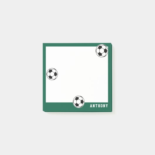 Voetbal Groen Gepersonaliseerde Kinderen Terug naa Post-it® Notes (Voorkant)