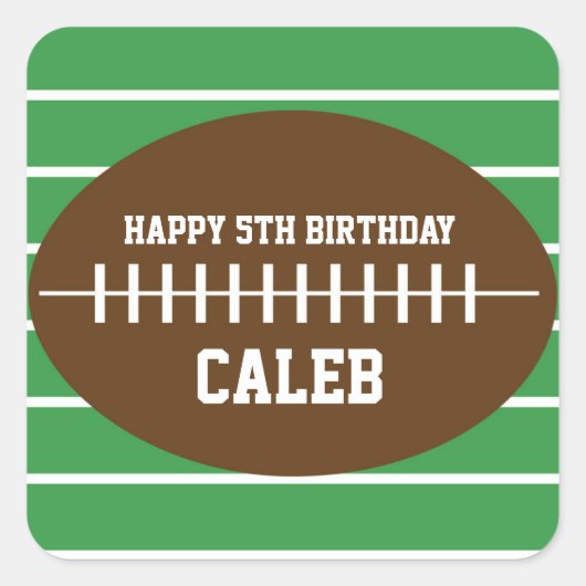 Voetbal groen gestreepte verjaardagsfeest sticker (Voorkant)