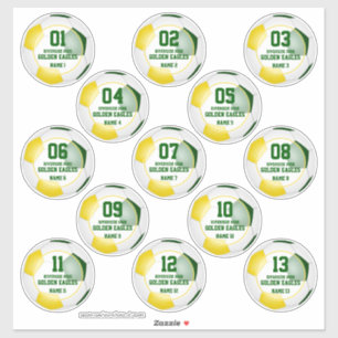 Voetbal Groen Goud Team Kleuren Set van 13 Custom Sticker