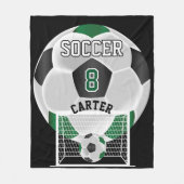 Voetbal - Groen, wit en zwart Fleece Deken (Voorkant)