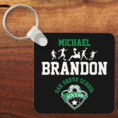 Voetbal - Groen, Zwart en wit Sleutelhanger (Voorkant)