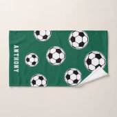 Voetbal groene gepersonaliseerde kinderen terug na handdoek (Handdoek)
