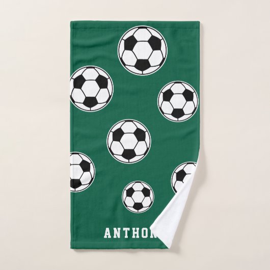 Voetbal groene gepersonaliseerde kinderen terug na handdoek (Handdoek)
