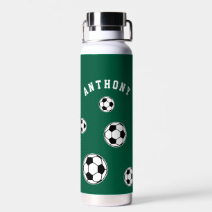 Voetbal groene gepersonaliseerde kinderen terug na waterfles