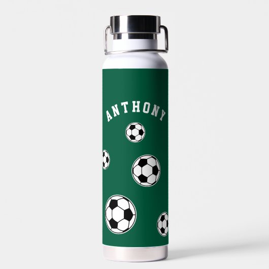 Voetbal groene gepersonaliseerde kinderen terug na waterfles (Achterkant)