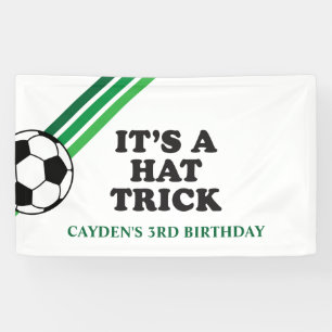 Voetbal Groene Strepen Hat Trick 3e Verjaardag Spandoek