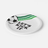 Voetbal Groene Strepen Laten we schoppen Verjaarda Papieren Bordje (Gekanteld)