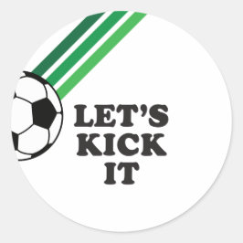 Voetbal Groene Strepen Laten we schoppen Verjaarda Ronde Sticker