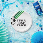 Voetbal Groene Strepen Pet Trick 3e Verjaardag Papieren Bordje (Feest)