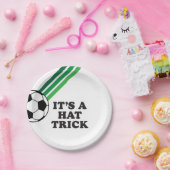 Voetbal Groene Strepen Pet Trick 3e Verjaardag Papieren Bordje (Feest)
