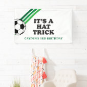 Voetbal Groene Strepen Pet Trick 3e Verjaardag Spandoek (Insitu)