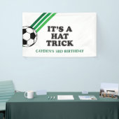 Voetbal Groene Strepen Pet Trick 3e Verjaardag Spandoek (Beurs)