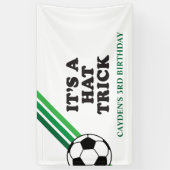 Voetbal Groene Strepen Pet Trick 3e Verjaardag Spandoek (Verticaal)
