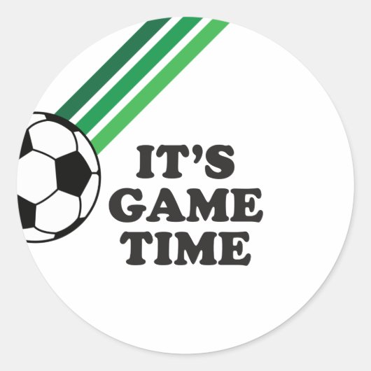 Voetbal Groene Strepen Spel Tijd Verjaardag Ronde Sticker (Voorkant)