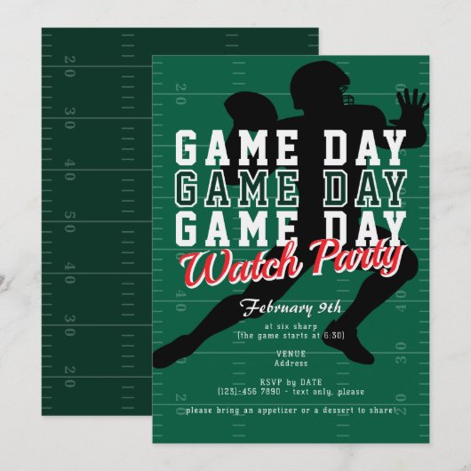 Voetbal grote spel dag sportkijkfeest kaart (Voorkant / Achterkant)