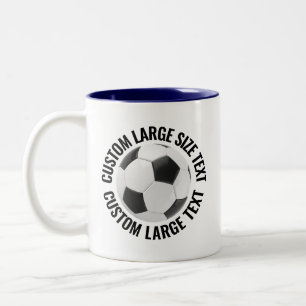 Voetbal & Grote Tekst MARINEBLAUW 11oz Op Maat Gem Tweekleurige Koffiemok